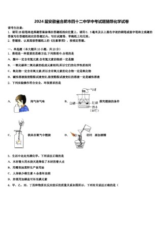2024届安徽省合肥市四十二中学中考试题猜想化学试卷含解析.doc