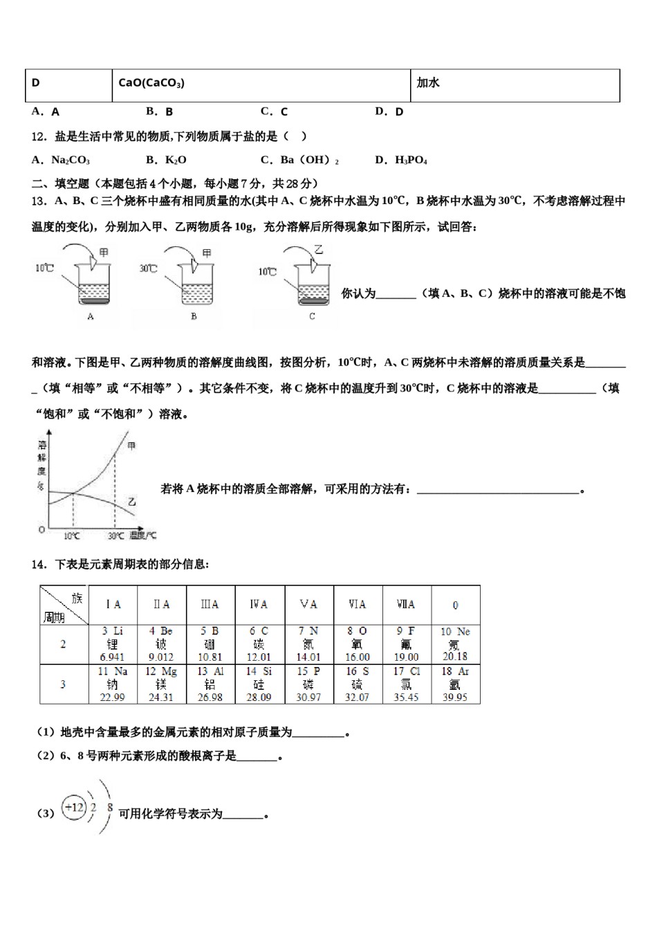 2024届安徽省太湖县重点名校中考联考化学试题含解析.doc_第3页