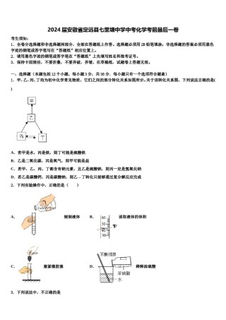 2024届安徽省定远县七里塘中学中考化学考前最后一卷含解析.doc