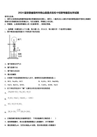 2024届安徽省宿州市砀山县重点名校十校联考最后化学试题含解析.doc
