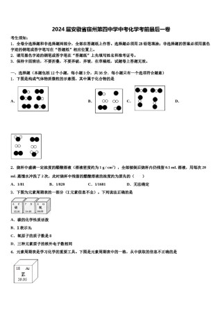 2024届安徽省宿州第四中学中考化学考前最后一卷含解析.doc