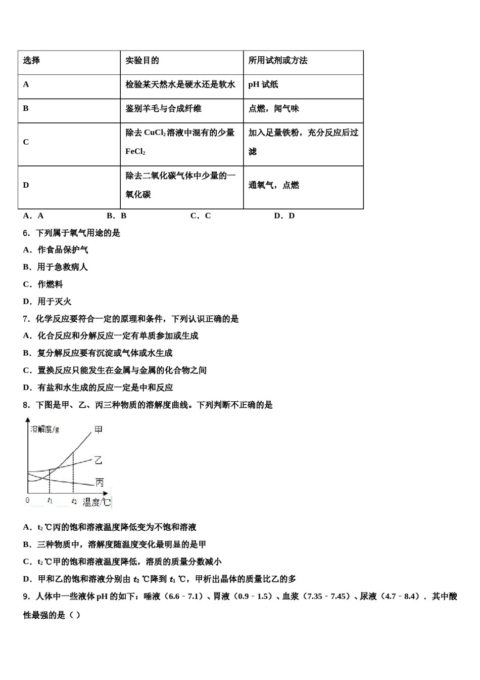 2024届安徽省寿县重点达标名校中考考前最后一卷化学试卷含解析.doc_第2页