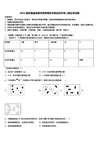 2024届安徽省淮南市田家庵区市级名校中考二模化学试题含解析.doc
