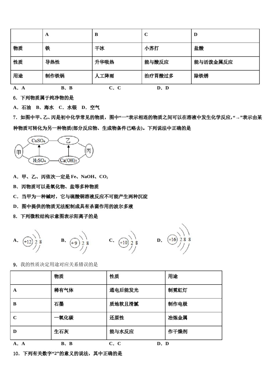 2024届安徽省滁州市定远县毕业升学考试模拟卷化学卷含解析.doc_第2页