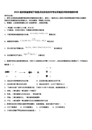 2024届安徽省蒙城下县重点达标名校中考化学最后冲刺浓缩精华卷含解析.doc