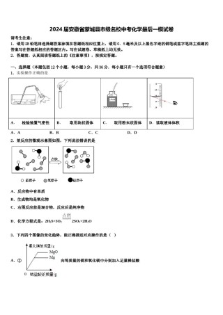 2024届安徽省蒙城县市级名校中考化学最后一模试卷含解析.doc