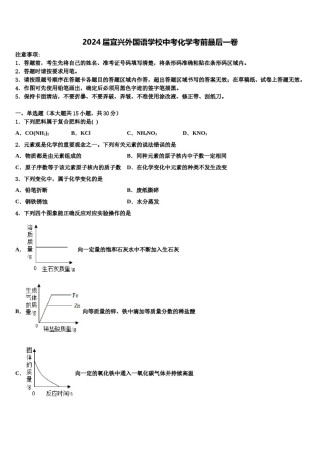 2024届宜兴外国语学校中考化学考前最后一卷含解析.doc