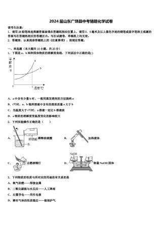 2024届山东广饶县中考猜题化学试卷含解析.doc