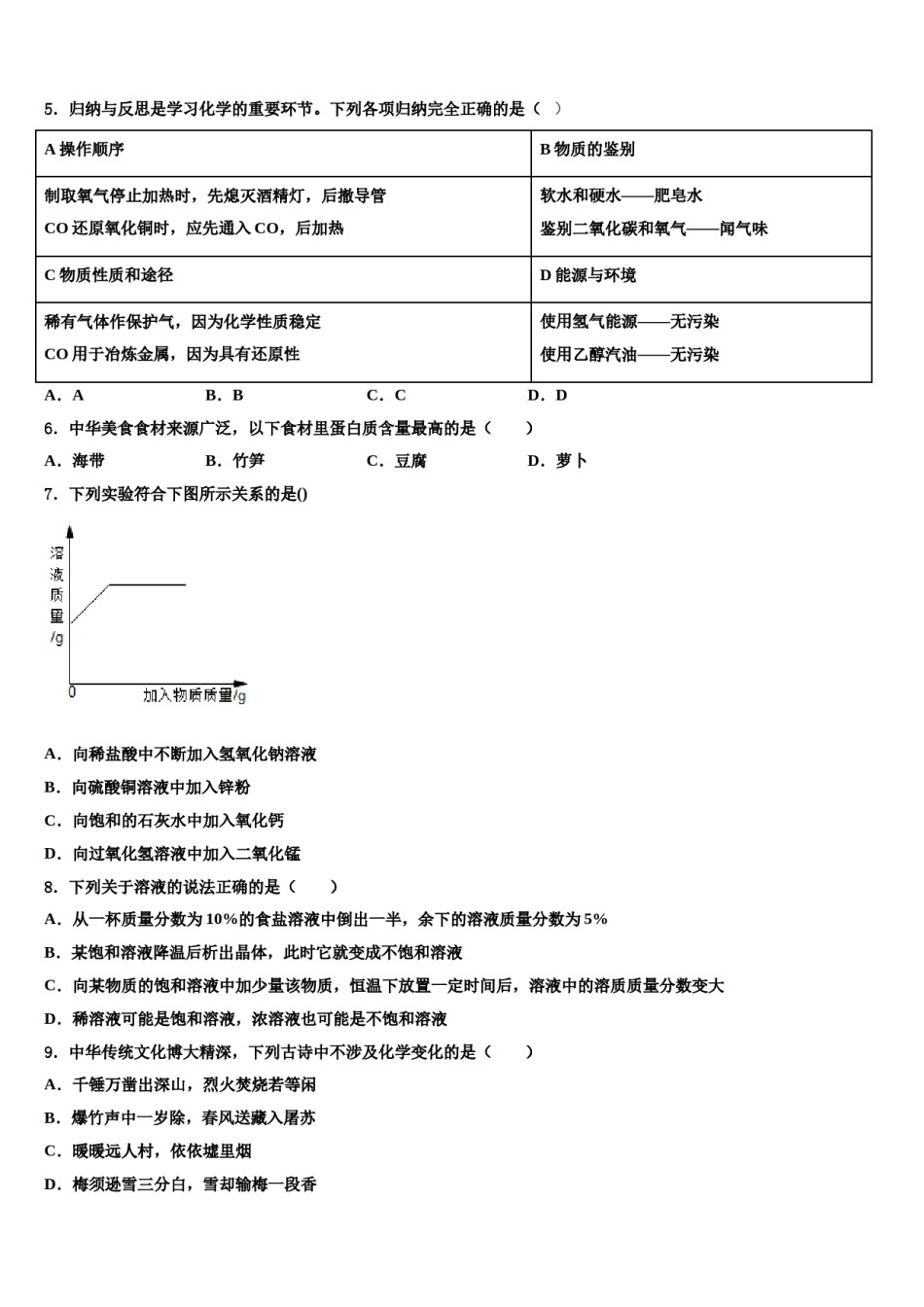 2024届山东泰安十校联考最后化学试题含解析.doc_第2页