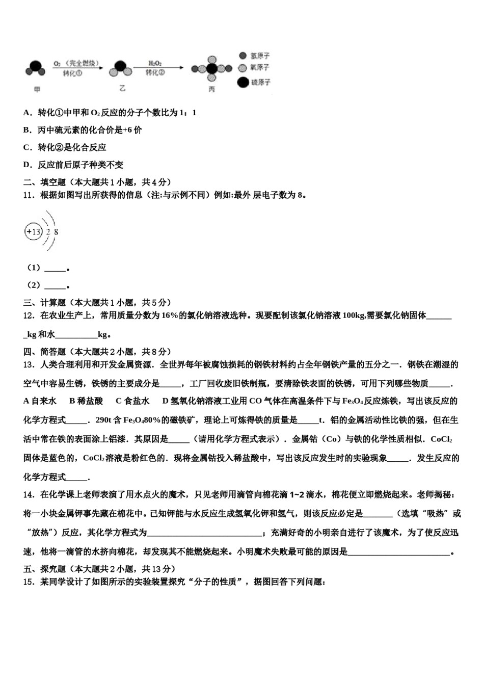 2024届山东泰安重点中学中考化学最后冲刺浓缩精华卷含解析.doc_第3页