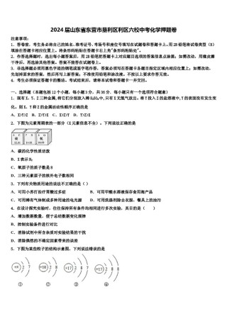 2024届山东省东营市垦利区利区六校中考化学押题卷含解析.doc