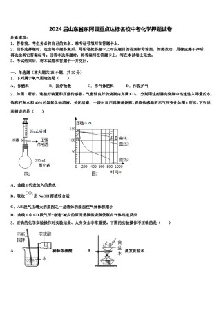 2024届山东省东阿县重点达标名校中考化学押题试卷含解析.doc