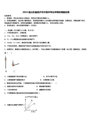 2024届山东省临沂市沂县中考化学模拟精编试卷含解析.doc