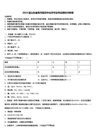 2024届山东省商河县初中化学毕业考试模拟冲刺卷含解析.doc
