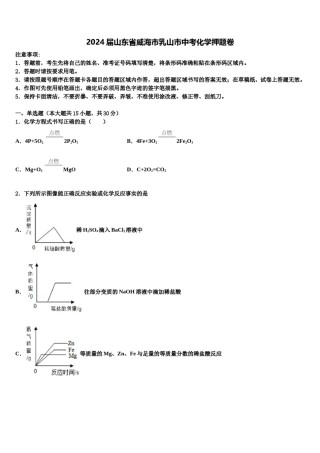2024届山东省威海市乳山市中考化学押题卷含解析.doc