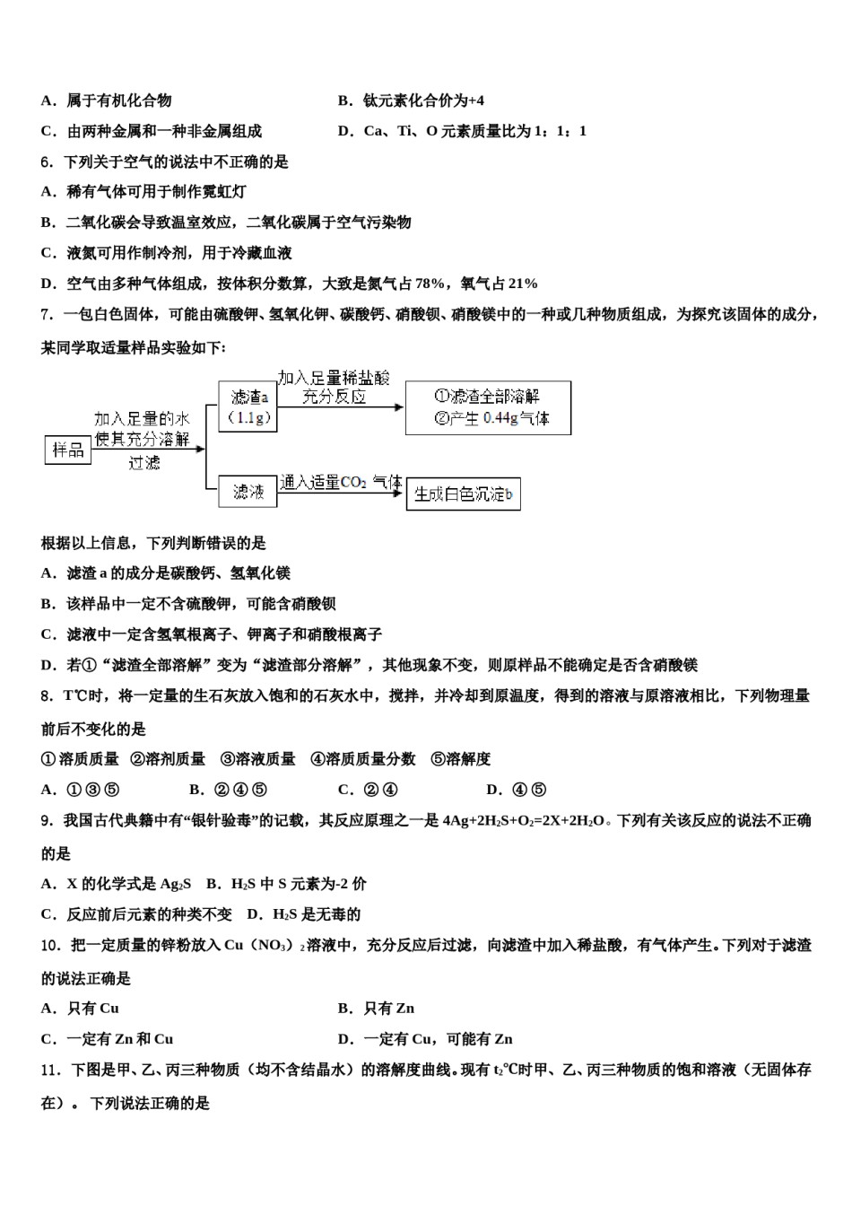 2024届山东省安丘市红沙沟镇红沙沟中学中考化学仿真试卷含解析.doc_第2页