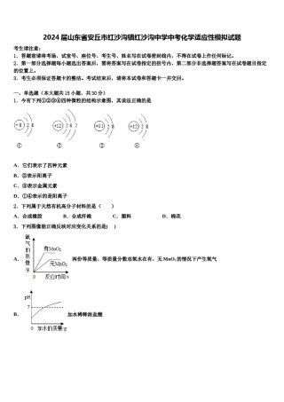 2024届山东省安丘市红沙沟镇红沙沟中学中考化学适应性模拟试题含解析.doc