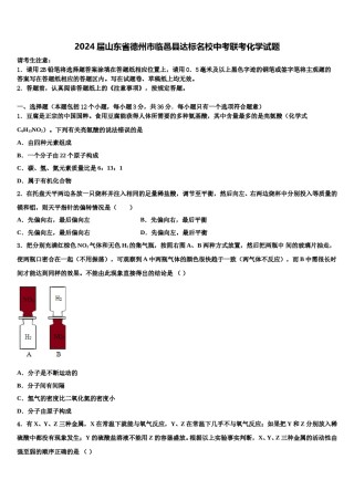 2024届山东省德州市临邑县达标名校中考联考化学试题含解析.doc