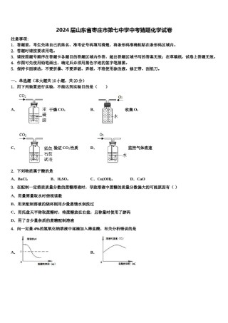 2024届山东省枣庄市第七中学中考猜题化学试卷含解析.doc
