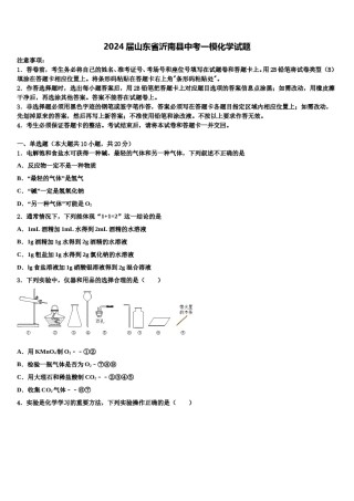 2024届山东省沂南县中考一模化学试题含解析.doc