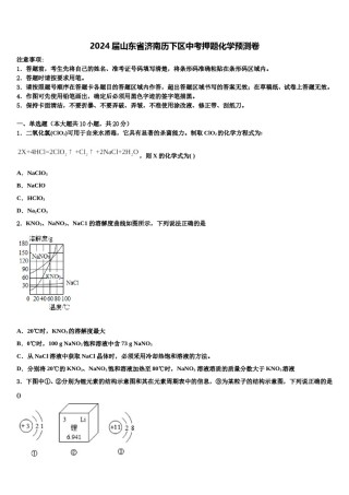 2024届山东省济南历下区中考押题化学预测卷含解析.doc