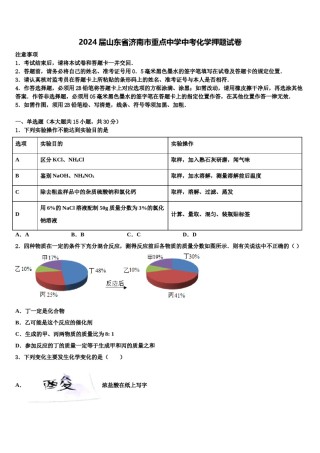 2024届山东省济南市重点中学中考化学押题试卷含解析.doc