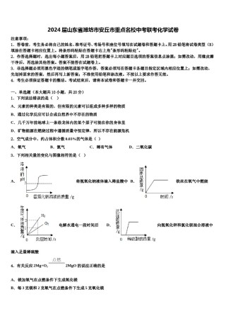 2024届山东省潍坊市安丘市重点名校中考联考化学试卷含解析.doc