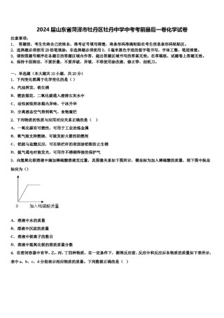 2024届山东省菏泽市牡丹区牡丹中学中考考前最后一卷化学试卷含解析.doc