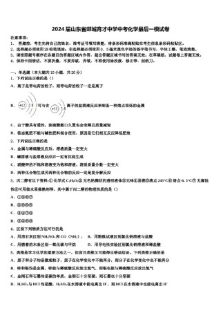 2024届山东省郯城育才中学中考化学最后一模试卷含解析.doc
