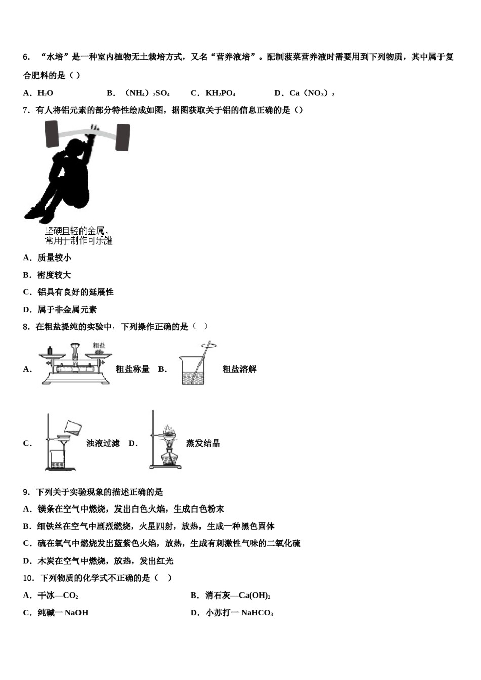 2024届山东省青岛市第九中学中考押题化学预测卷含解析.doc_第2页