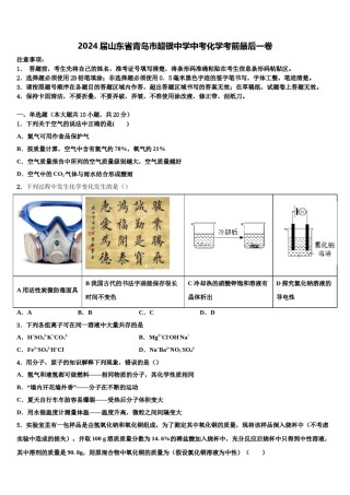 2024届山东省青岛市超银中学中考化学考前最后一卷含解析.doc