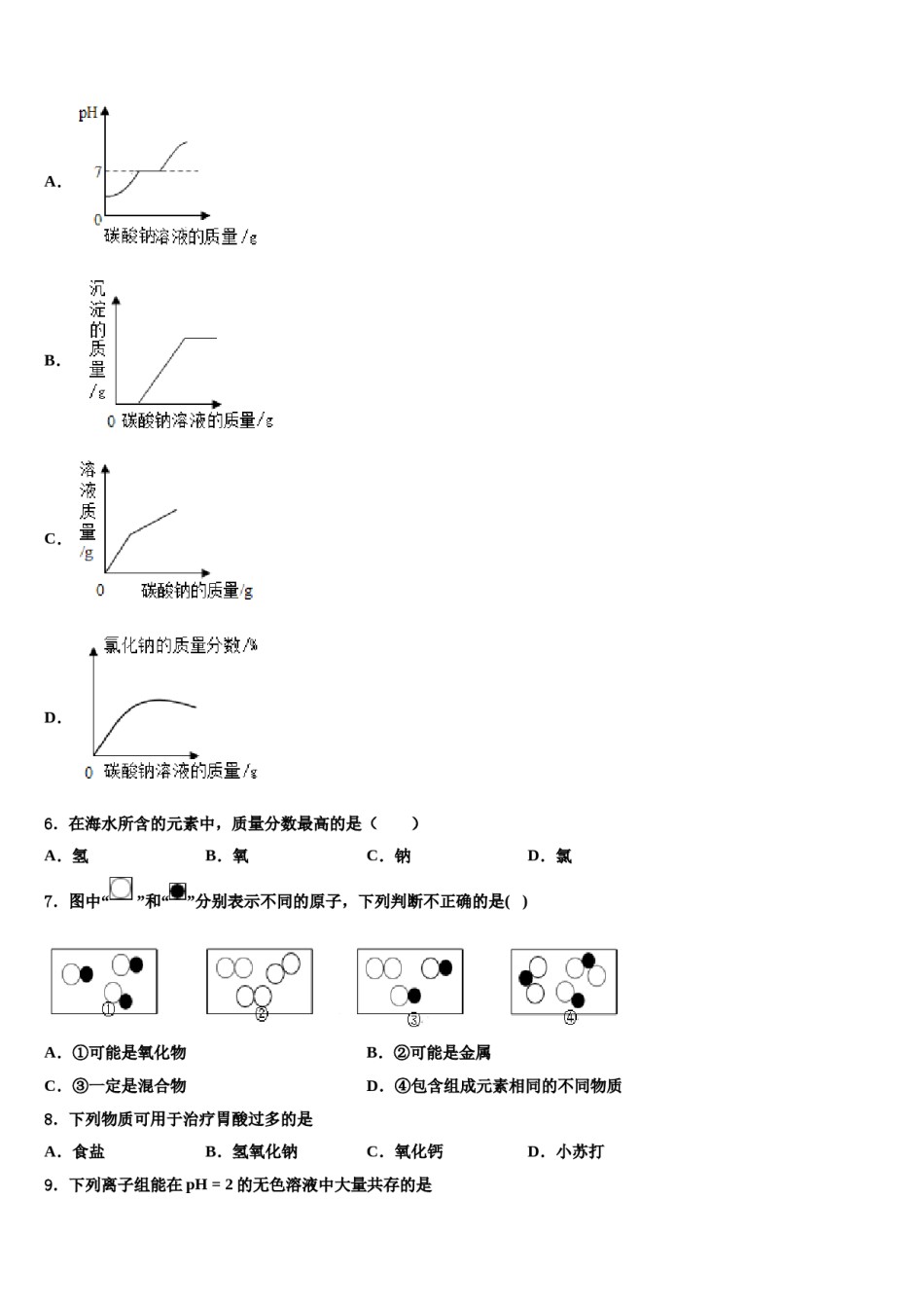2024届山东省高密市银鹰文昌中学中考五模化学试题含解析.doc_第2页