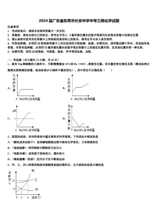 2024届广东省东莞市长安中学中考三模化学试题含解析.doc