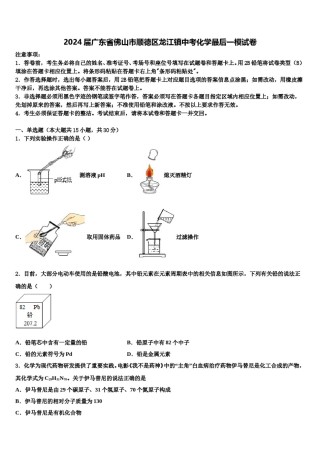 2024届广东省佛山市顺德区龙江镇中考化学最后一模试卷含解析.doc