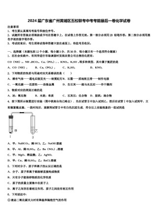 2024届广东省广州黄埔区五校联考中考考前最后一卷化学试卷含解析.doc