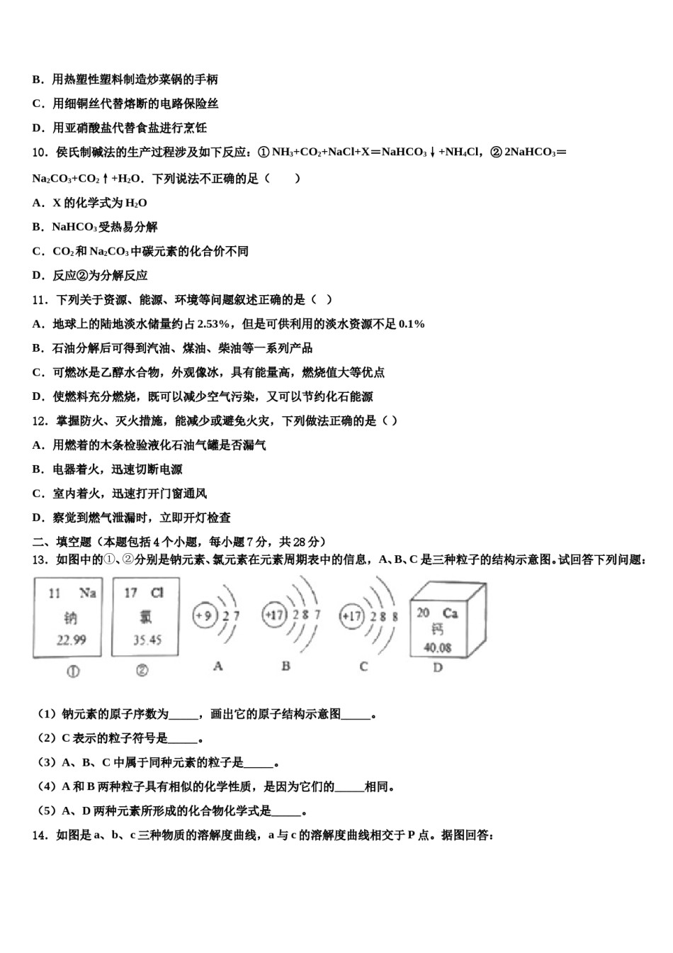 2024届广东省徐闻县市级名校中考化学仿真试卷含解析.doc_第3页