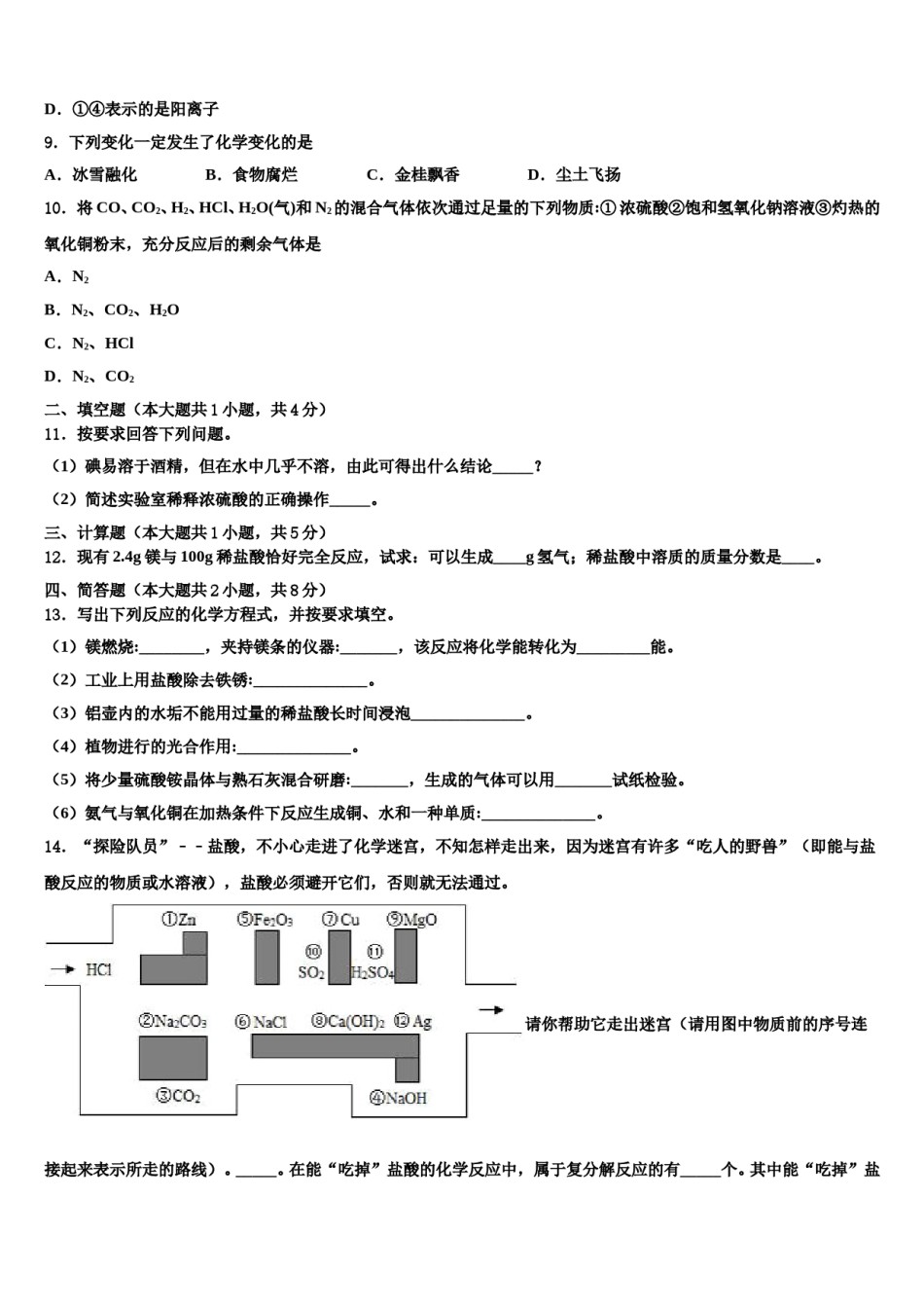 2024届广东省惠州一中重点达标名校初中化学毕业考试模拟冲刺卷含解析.doc_第3页
