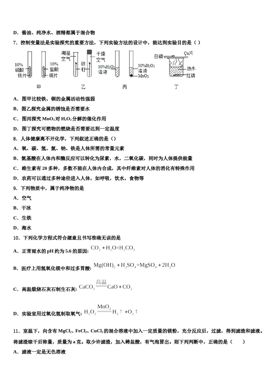 2024届广东省汕尾市陆丰市达标名校毕业升学考试模拟卷化学卷含解析.doc_第2页