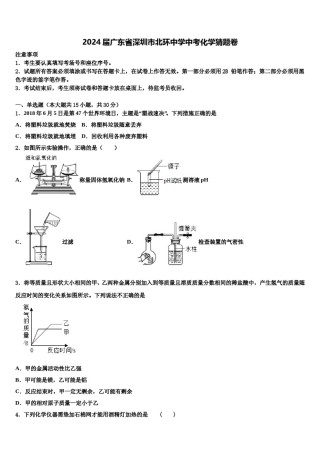 2024届广东省深圳市北环中学中考化学猜题卷含解析.doc
