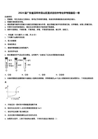 2024届广东省深圳市宝山区重点名校中考化学考前最后一卷含解析.doc