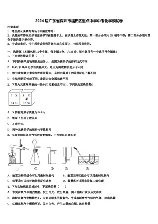 2024届广东省深圳市福田区重点中学中考化学模试卷含解析.doc