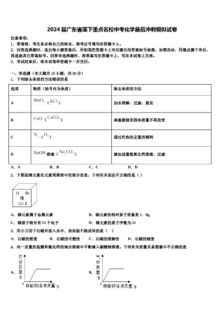 2024届广东省莲下重点名校中考化学最后冲刺模拟试卷含解析.doc