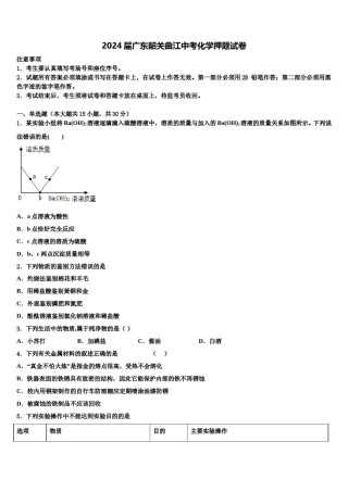 2024届广东韶关曲江中考化学押题试卷含解析.doc