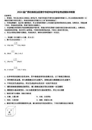 2024届广西壮族自治区南宁市初中化学毕业考试模拟冲刺卷含解析.doc