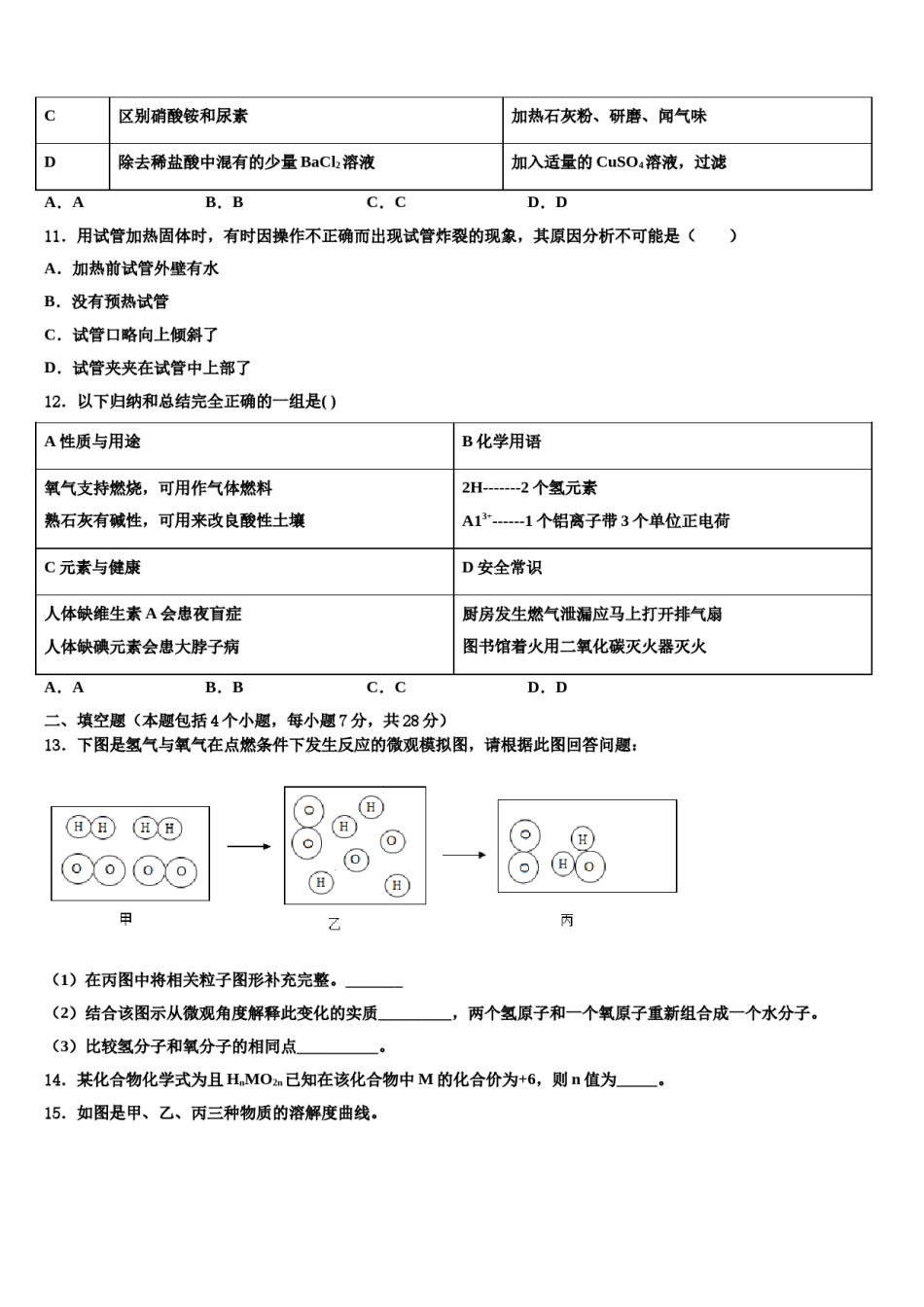 2024届广西百色靖西县联考中考化学考试模拟冲刺卷含解析.doc_第3页