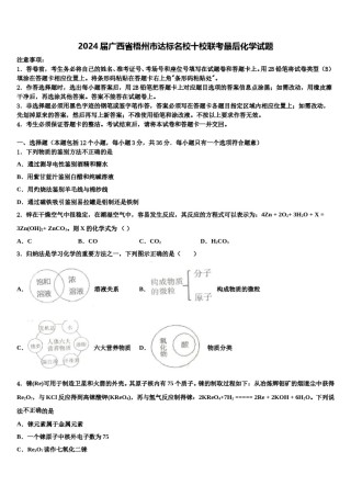 2024届广西省梧州市达标名校十校联考最后化学试题含解析.doc