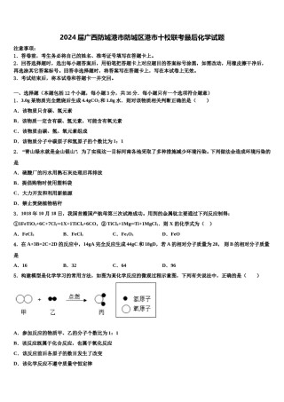 2024届广西防城港市防城区港市十校联考最后化学试题含解析.doc