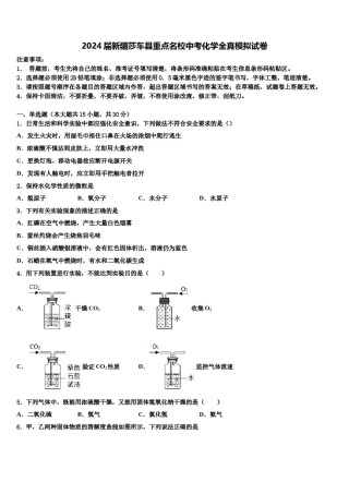 2024届新疆莎车县重点名校中考化学全真模拟试卷含解析.doc