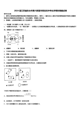 2024届江苏省东台市第六联盟市级名校中考化学模拟精编试卷含解析.doc