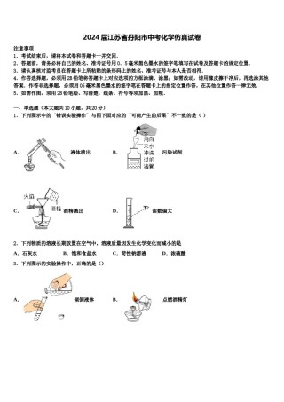 2024届江苏省丹阳市中考化学仿真试卷含解析.doc